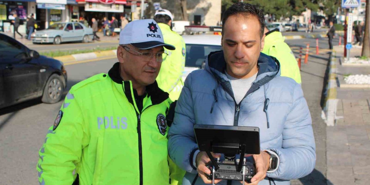 Hatalı sürücüler drone ile tespit edildi