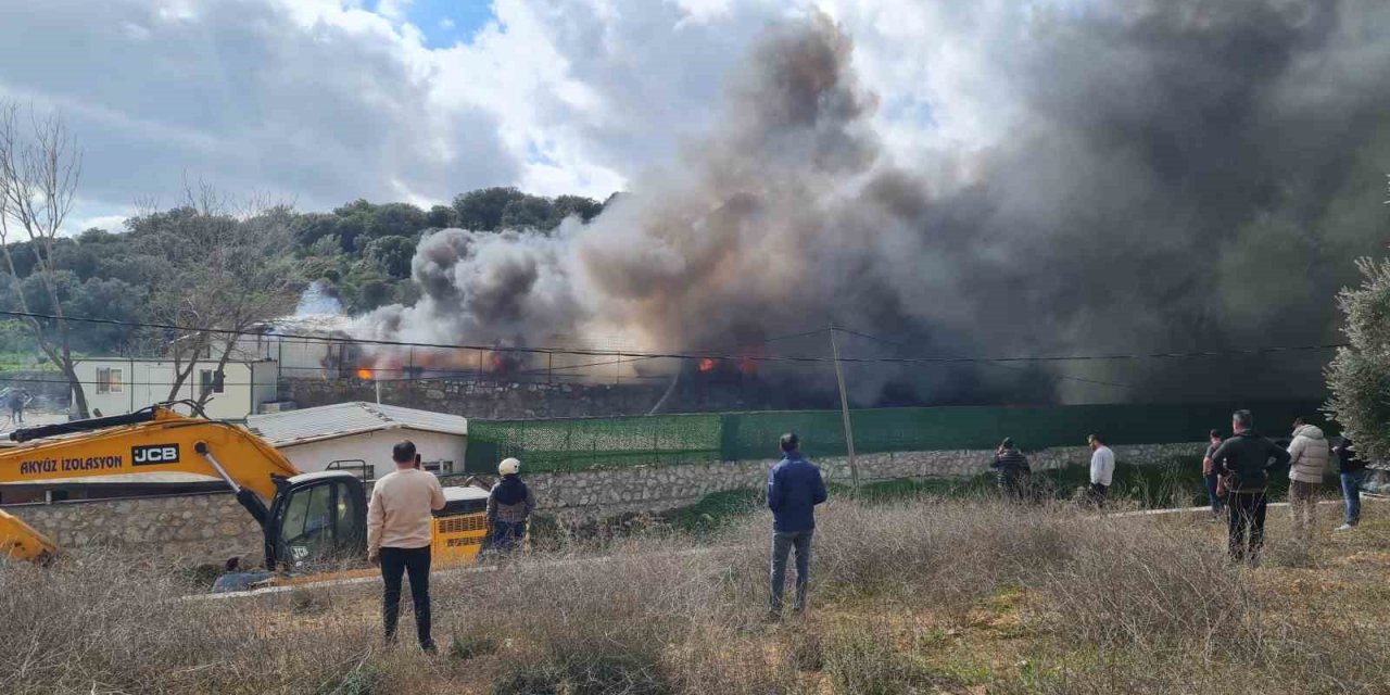 Bodrum’da izolasyon firmasında yangın