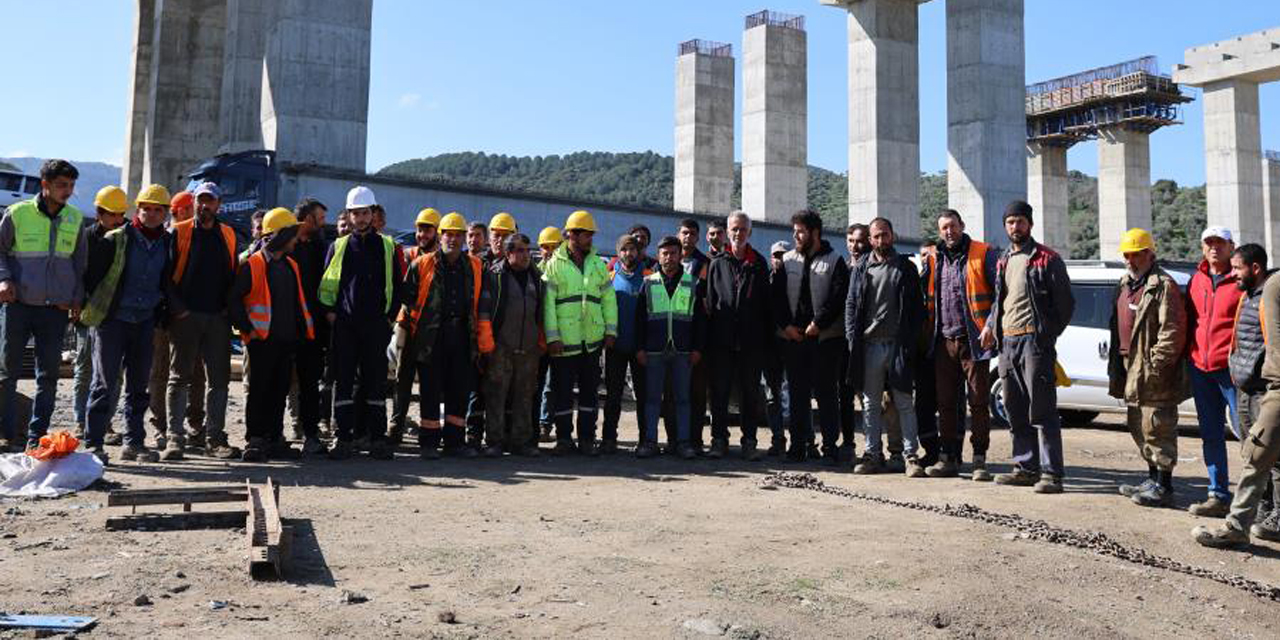 Aydın-Denizli Otoyol inşaatında  çalışanlar şantiyeyi terk ediyor