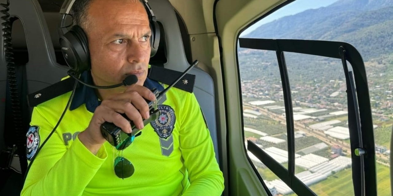 Fethiye’de bayram öncesi helikopterli trafik denetimi