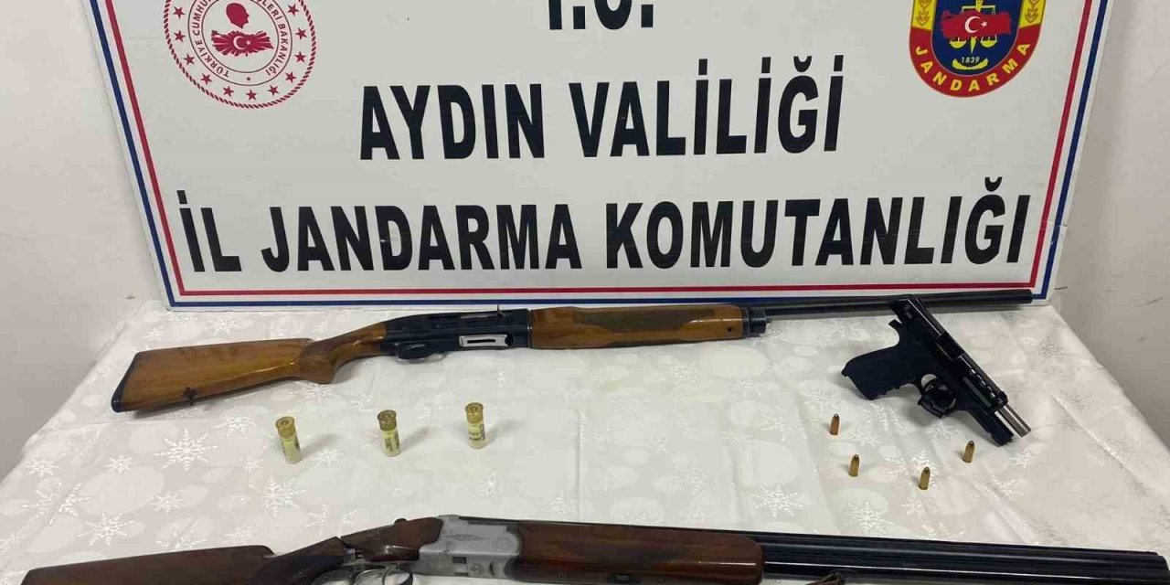 Didim’de ruhsatsız tabanca ve av tüfeği ele geçirildi