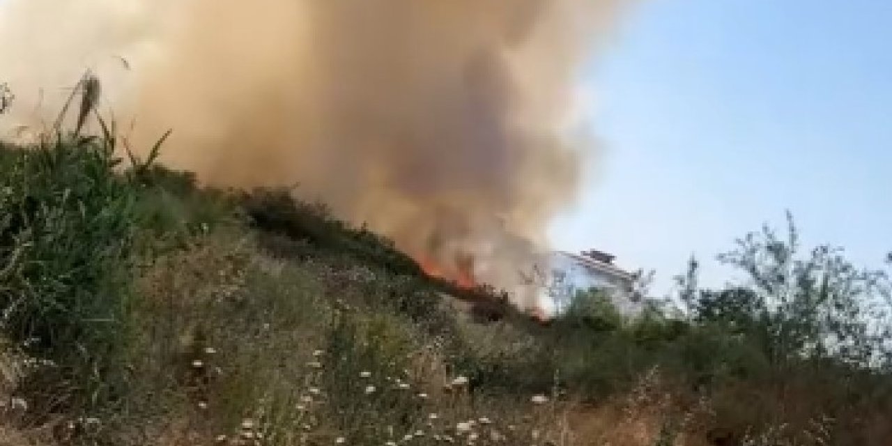 Boş arazide çıkan yangın korkuttu