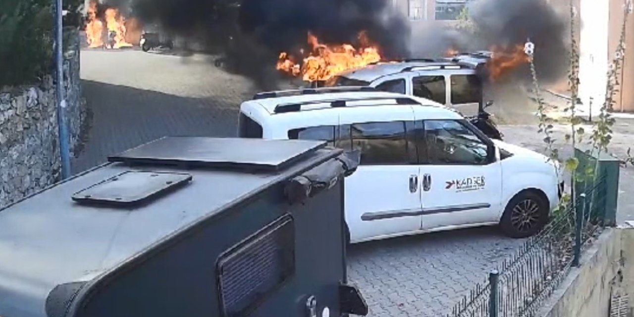 Kendi evini ve araçlarını yakıp, olan biteni böyle izlemiş