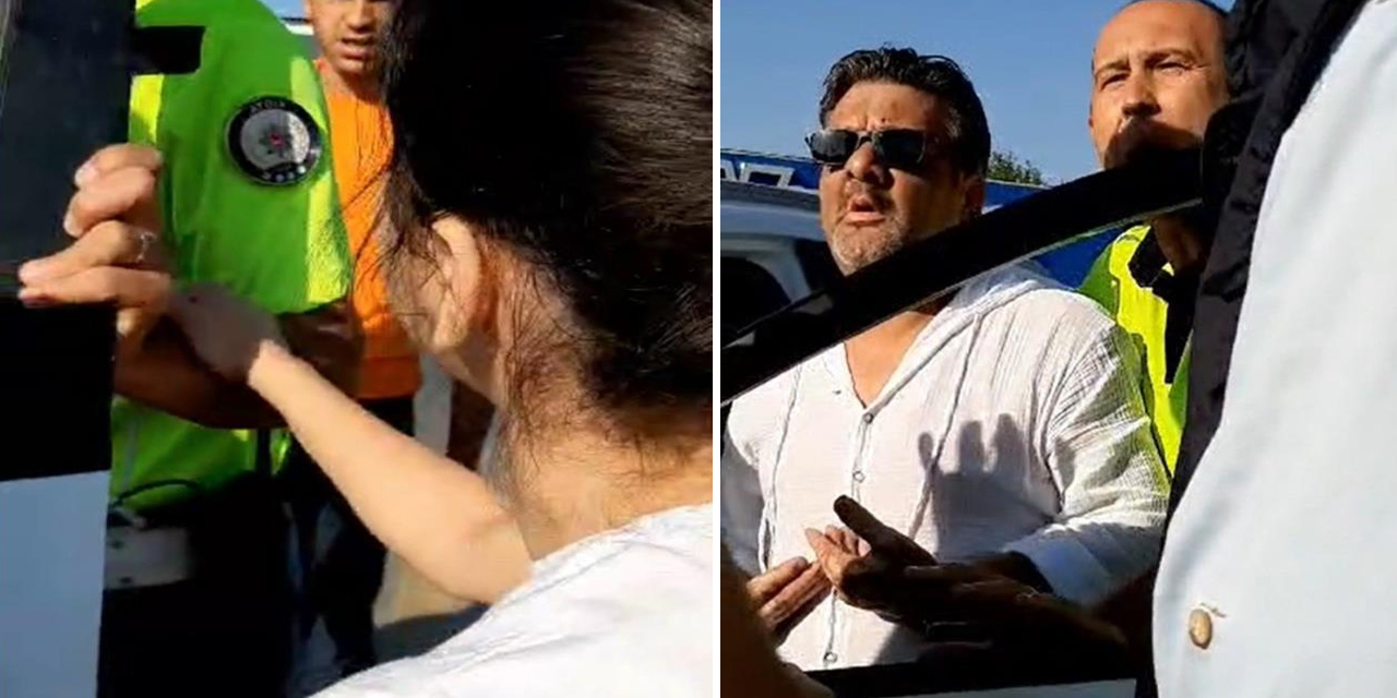 Sınava yetişmek isteyen kızın babası ile polisler arasında tartışma