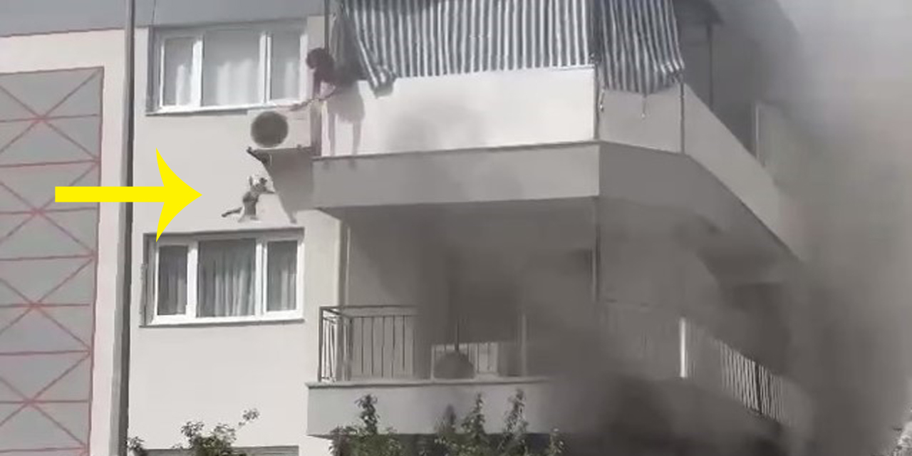 Önce kedisini kurtardı, sonra kurtarılmayı bekledi