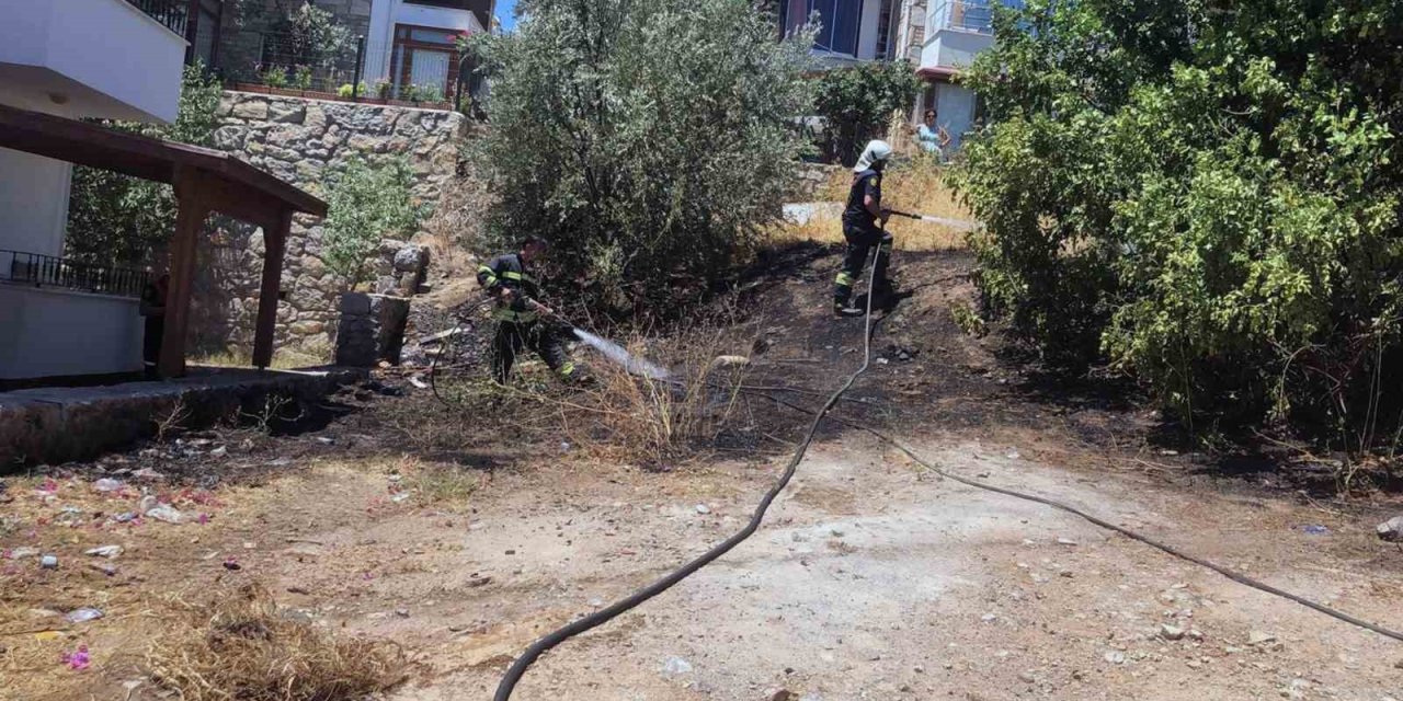 Datça’da mahalle ortasında korkutan yangın