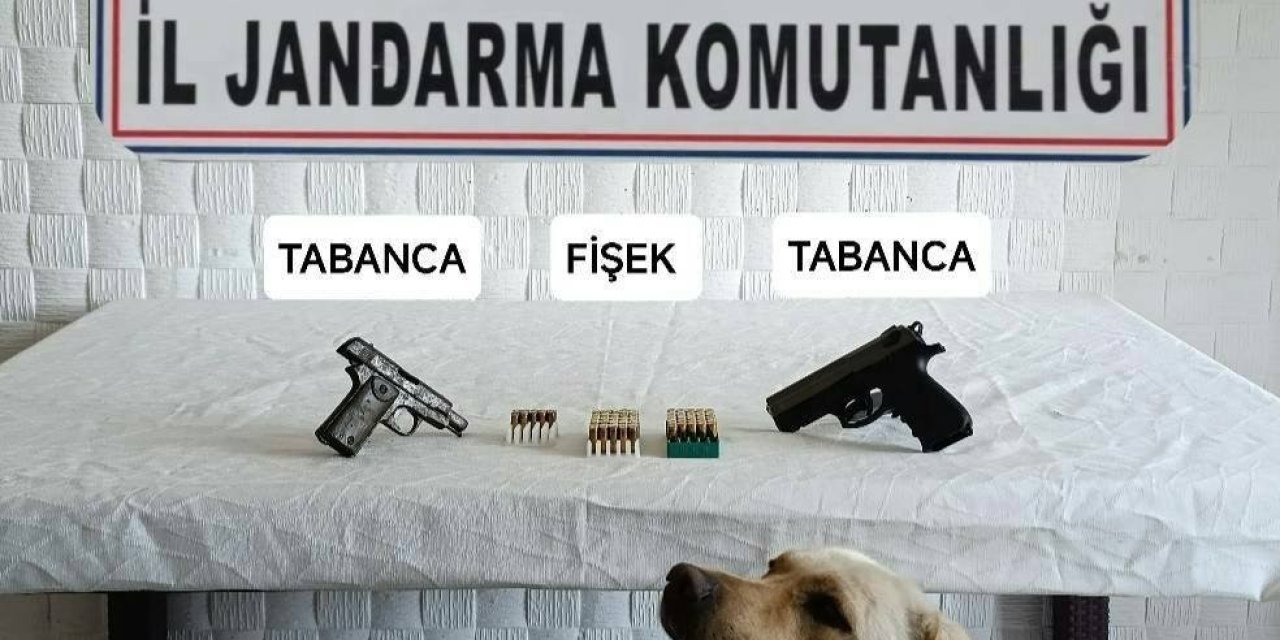 Jandarma ekipleri ruhsatsız tabanca ele geçirdi