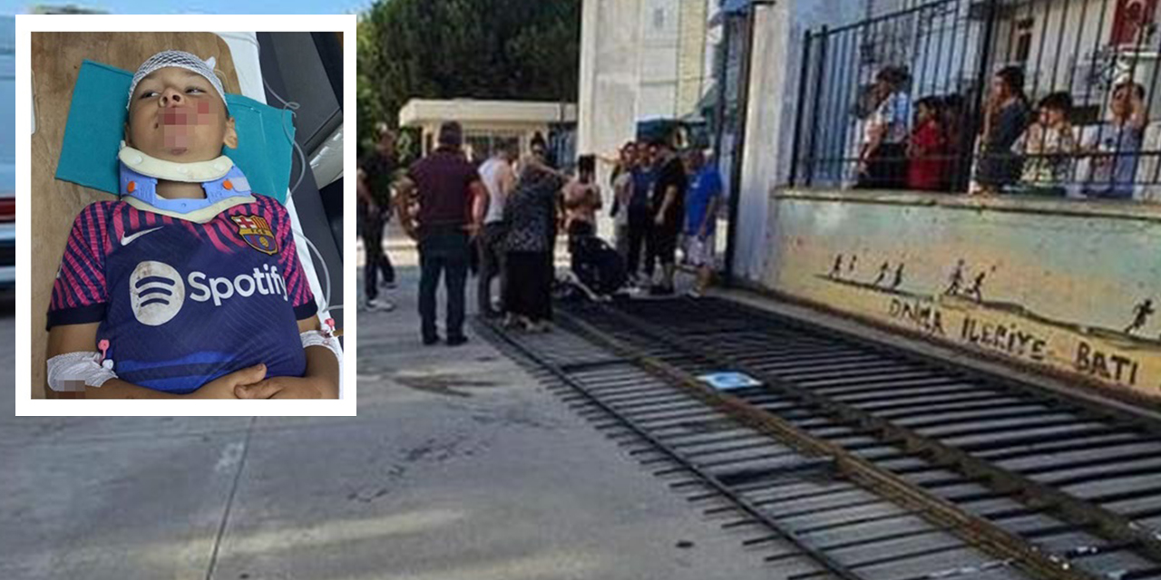 Üzerine okulun demir kapısı düşen çocuğun kafasına 12 dikiş atıldı