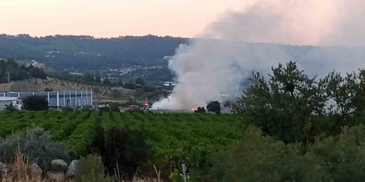 Denizli’de hurda ve moloz dökülen sahada yangın çıktı