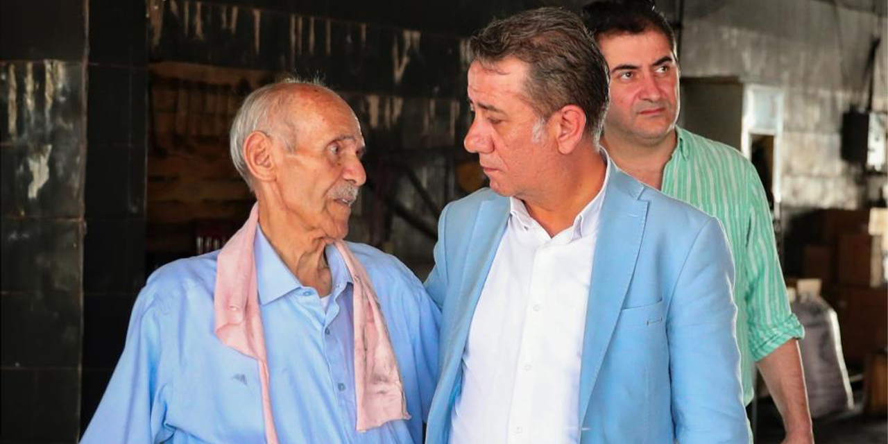 Başkan Yetişkin, iş yeri yanan esnafla görüştü