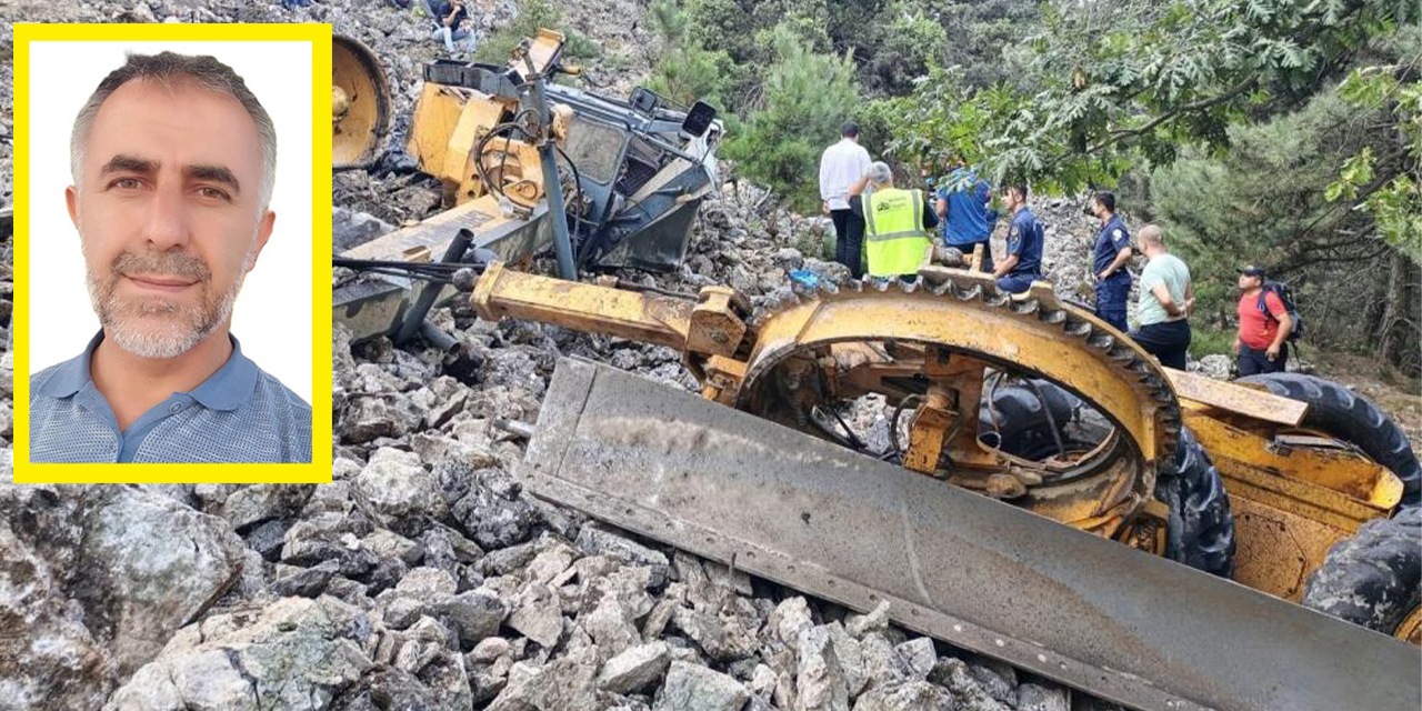 İş makinesi uçuruma yuvarladı, operatör can verdi