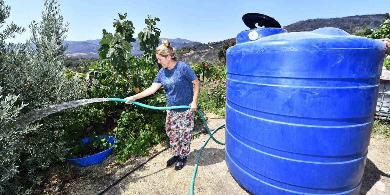 Yangından kurtarılan bahçelerde üreticinin su talebine acil çözüm