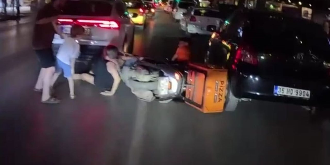Karısına motosiklet çarpan, çocuğu ölümden dönen adam sinirlerine hakim olamadı: O anlar kamerada
