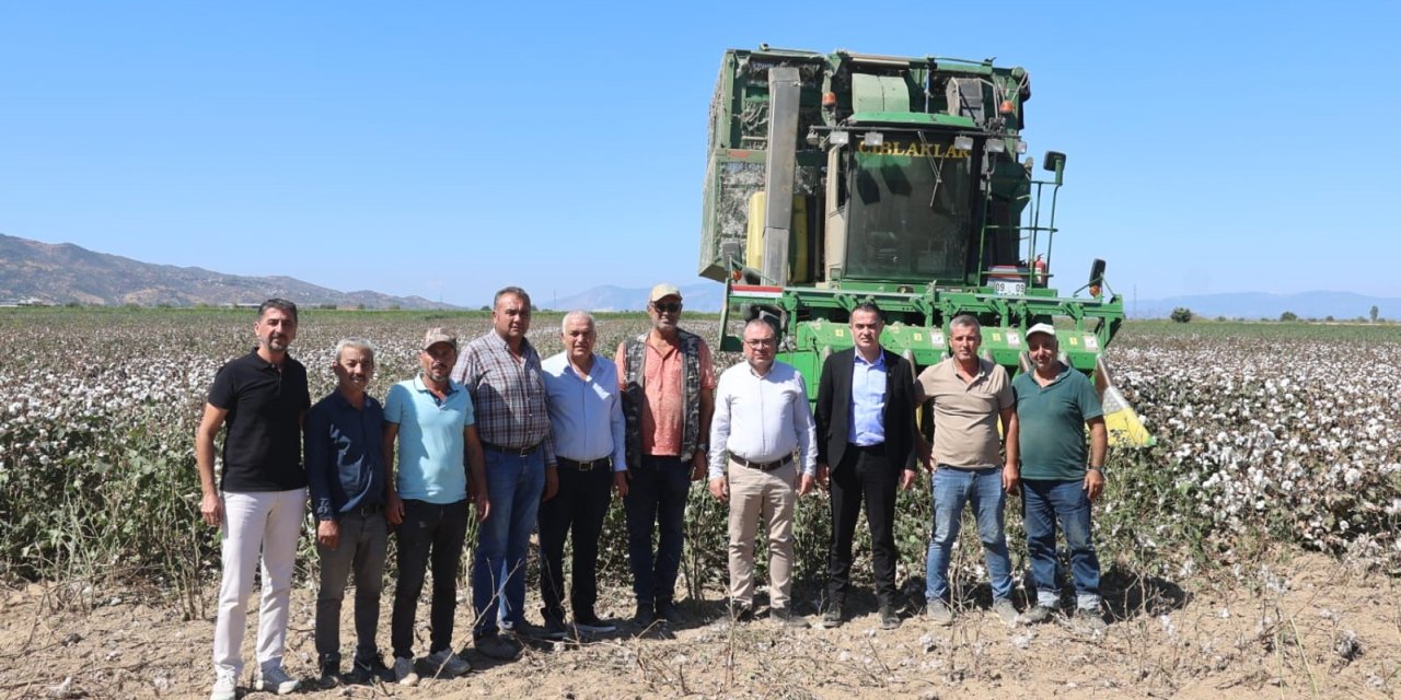 Başkan Arıcı pamuk hasadına katıldı