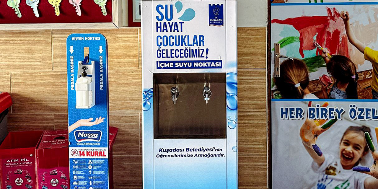 Kuşadası’nda ilkokul öğrencileri sağlıklı içme suyuna artık ücretsiz ulaşıyor