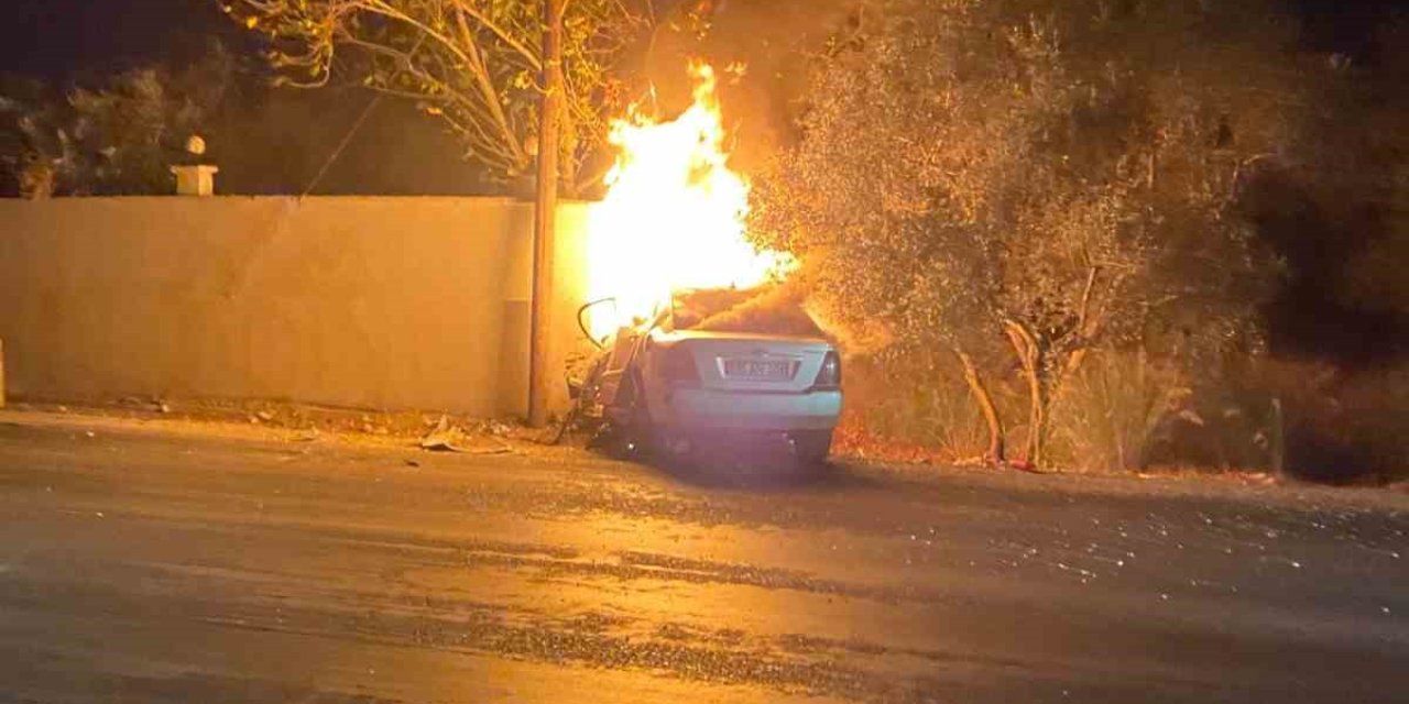 İzmir’de kaza sonrası yanan otomobilin sürücüsü öldü