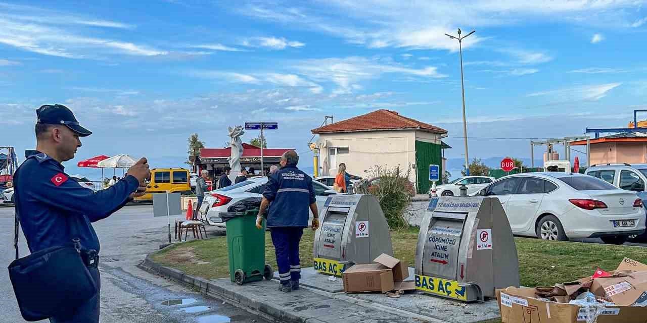 Kuşadası’nda yere çöp ve izmarit atan yanıyor