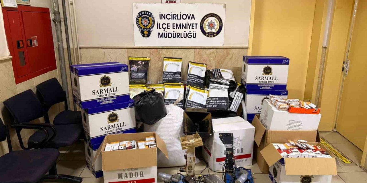 İncirliova’da kaçak sigara üretilen eve baskın yapıldı