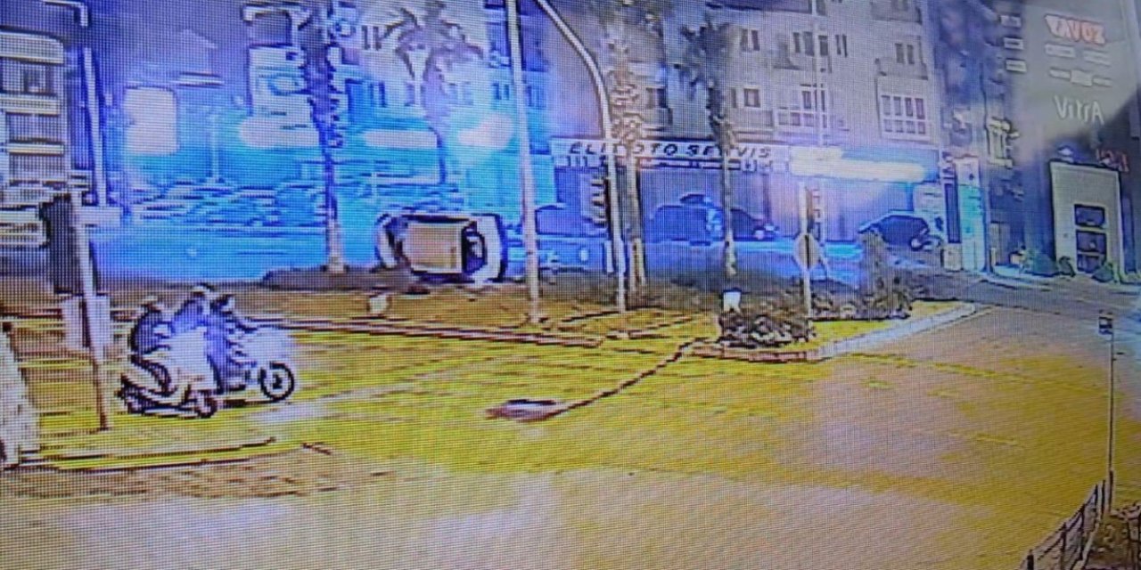 Refüje çarpan otomobil takla attı: 1 yaralı