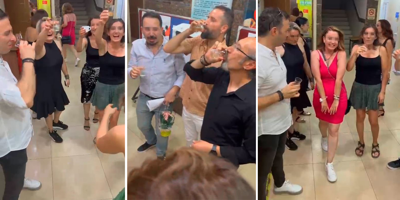 Okulda şampanya görüntüleri tepki çekti