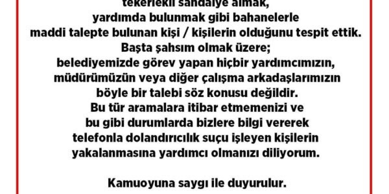 Başkan Kepenek dolandırıcılara karşı uyarıda bulundu