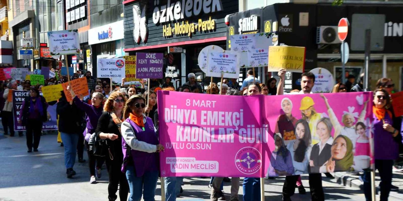 Söke’de kadınlar, hakları ve mücadeleleri için yürüdü