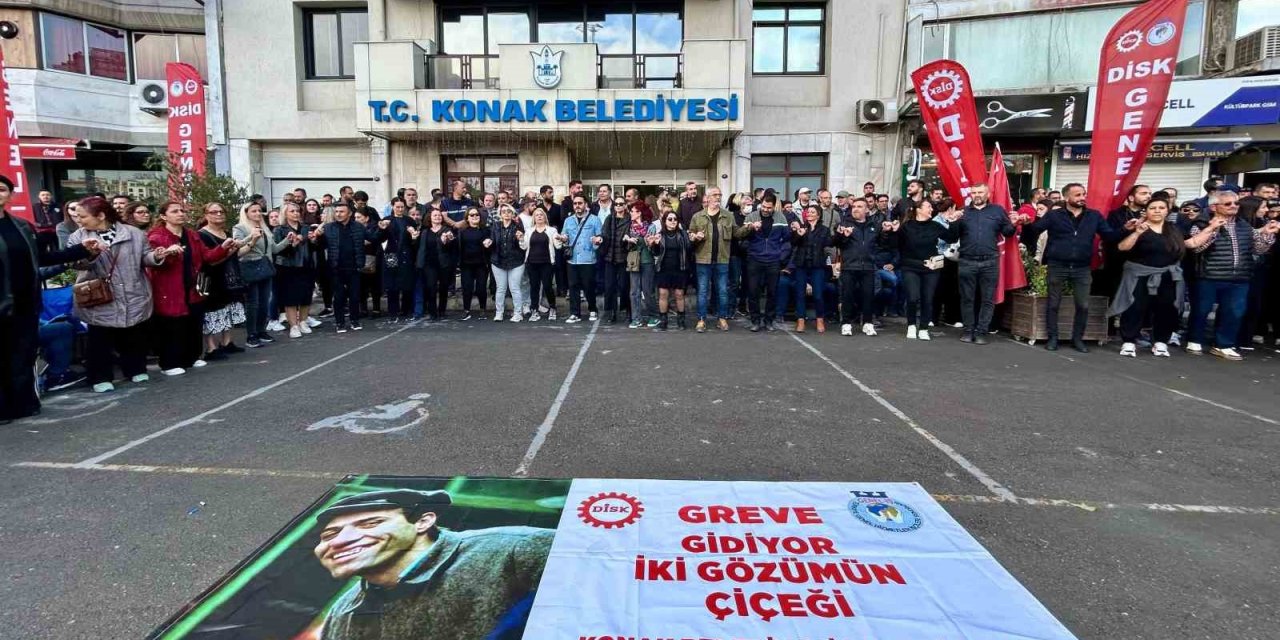 Konak Belediyesinde anlaşma sağlanamadı, işçiler tam gün iş bıraktı