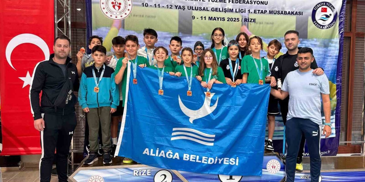 Aliağalı yüzücüler Rize’den 16 madalya ile döndü