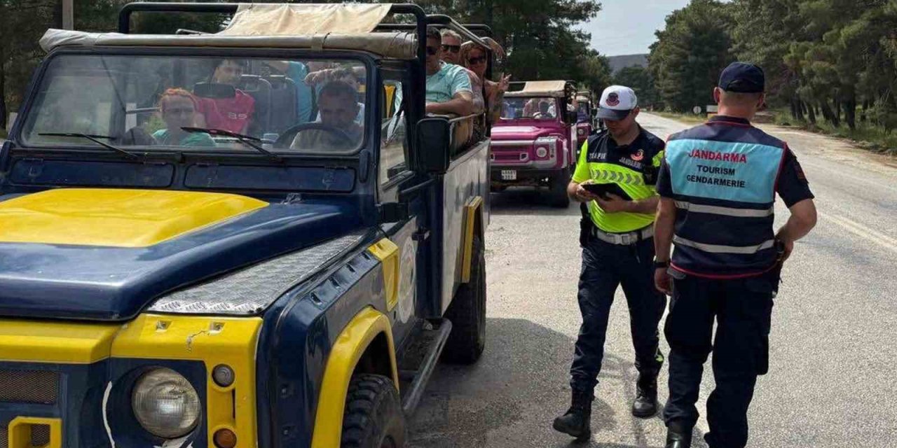 Marmaris’te Jeep Safari araçlarına Jandarma denetimi