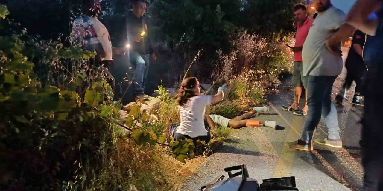 Motosiklet şarampole uçtu: 1 yaralı