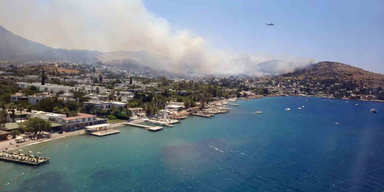 Bodrum Türkbükü makilik yangını devam ediyor