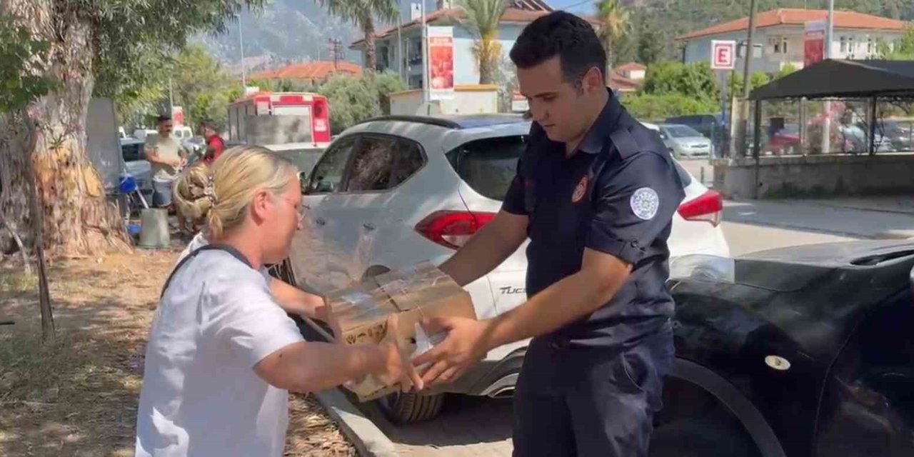 Fethiye’de otomobilde sıkışan yavru kedi kurtarıldı