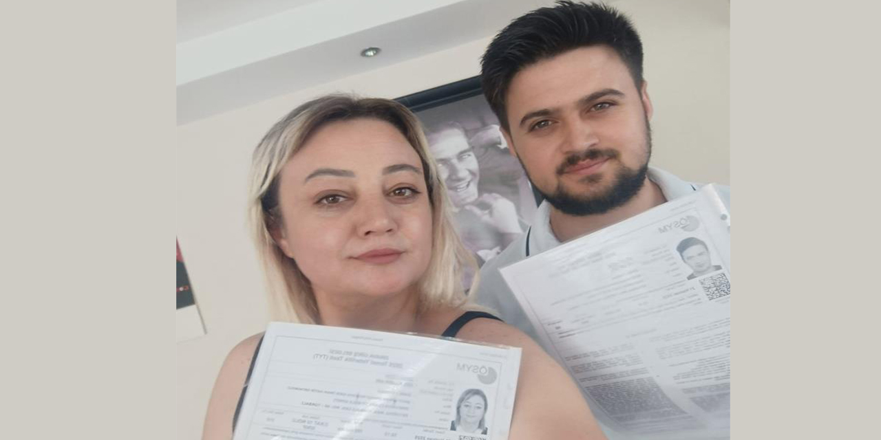 Anne ve oğul YKS’de aynı okulda ter döktü