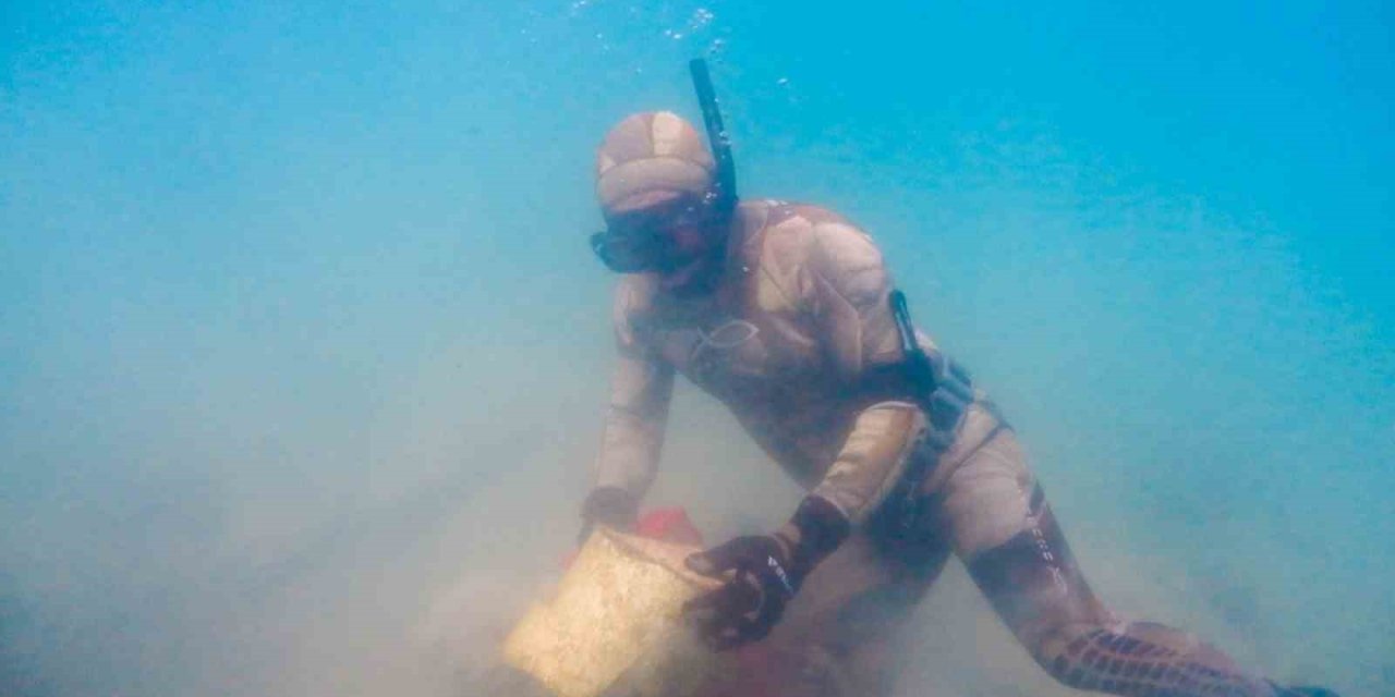 Bodrum’un engin maviliğinde temizlik devam ediyor