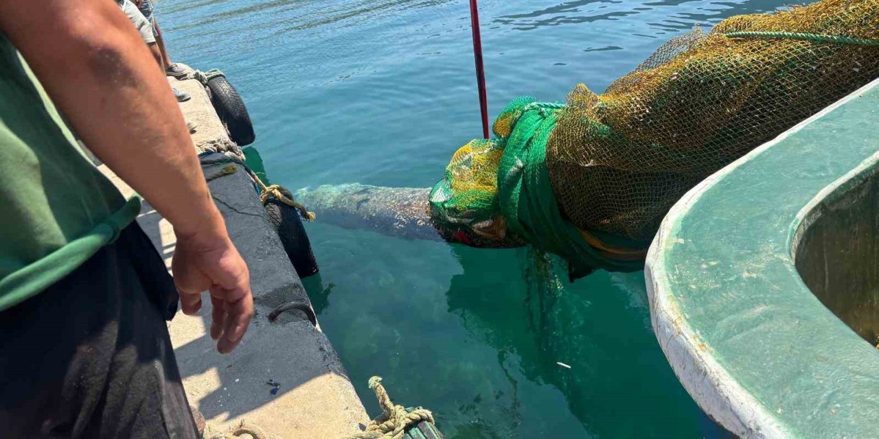 İzmir Karaburun’da balıkçı ağına denizaltı torpidosu takıldı