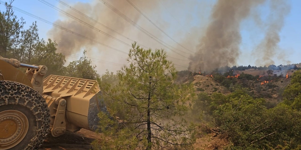 Denizli’de makilik alanda çıkan orman yangınına müdahale ediliyor