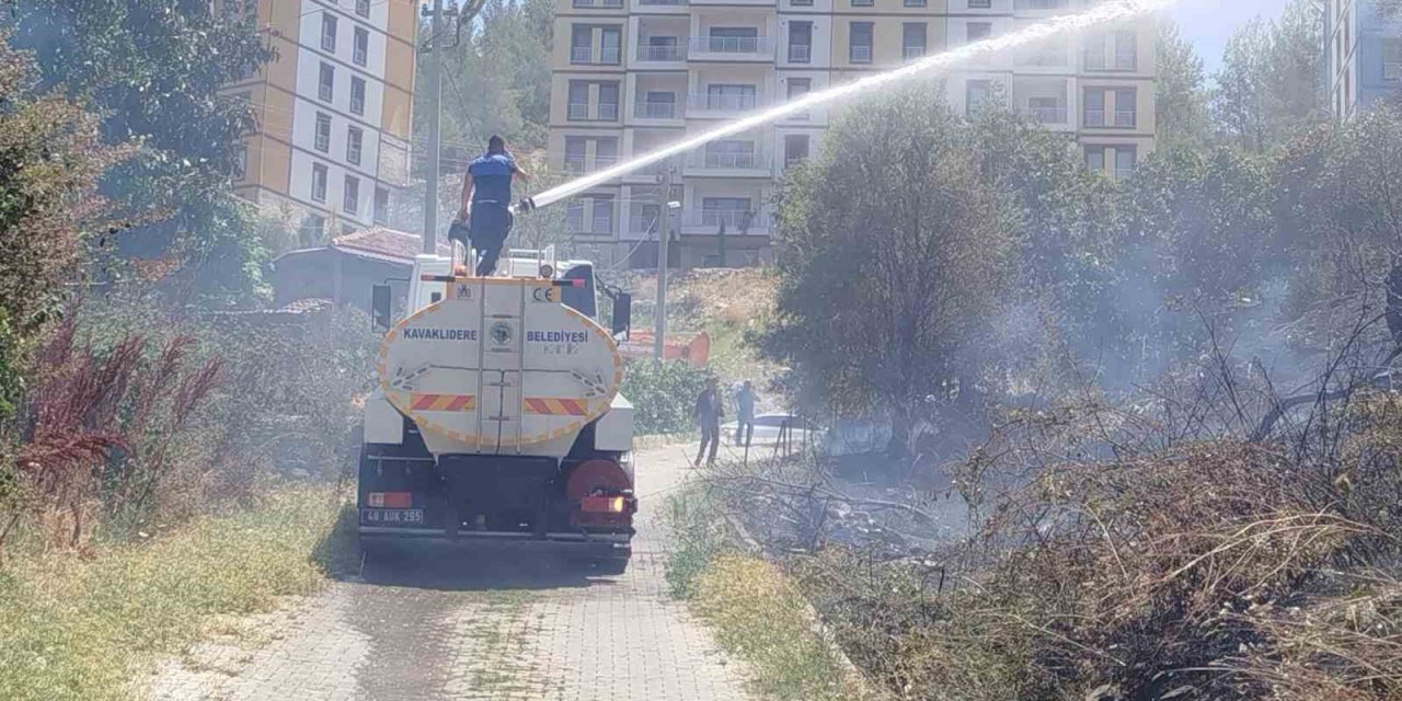 Kavaklıdere ilçe merkezindeki yangın büyümeden kontrol altına alındı