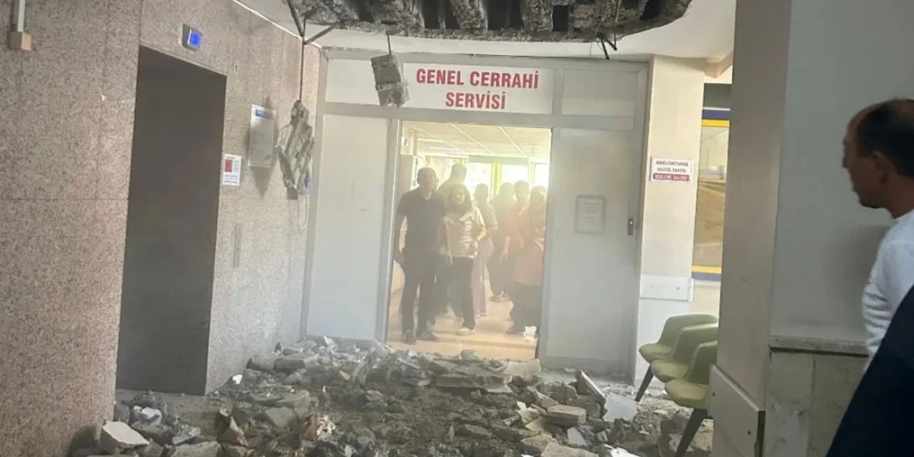 Denizli Devlet Hastanesinde yaşanan tavan çökmesinde 2 kişi yaralandı