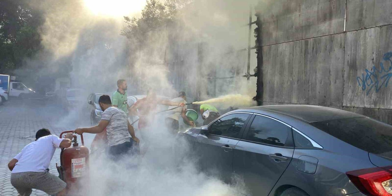 İzelman otoparkında yangın paniği