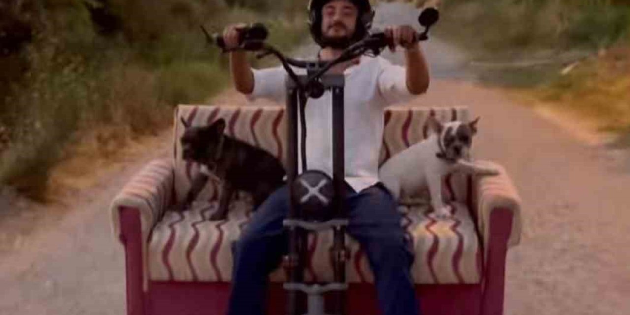 Scootere koltuk monte edip, köpekleriyle yolculuk yaptı