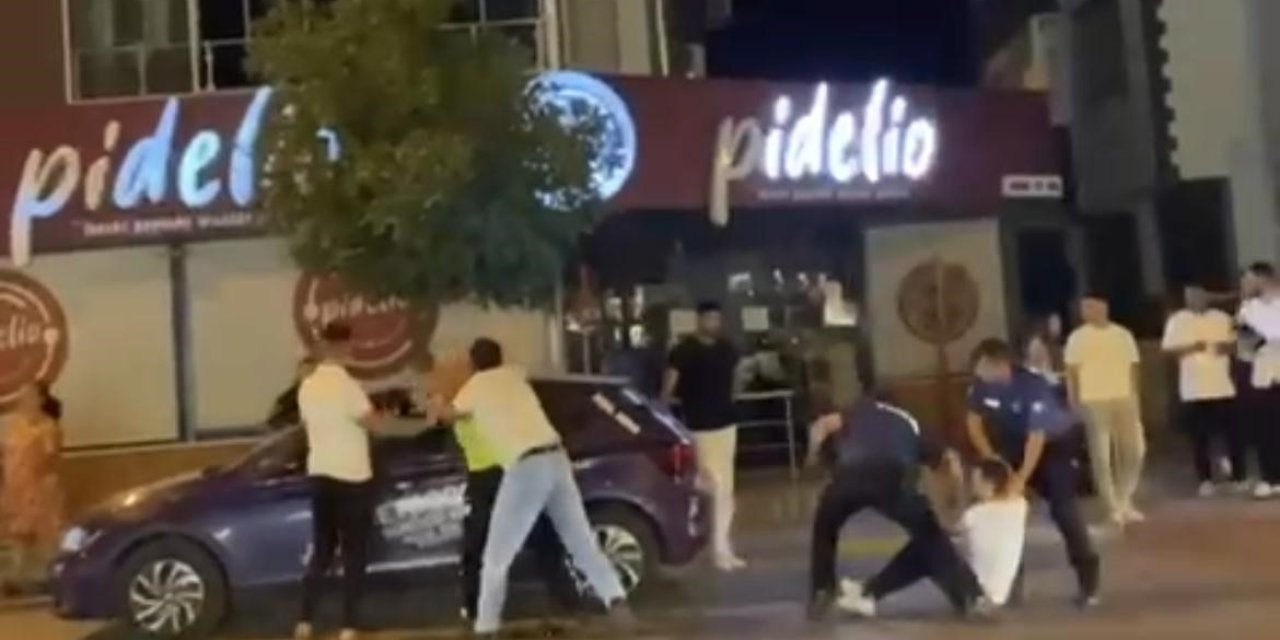 İzmir’de polise saldırı anı kamerada