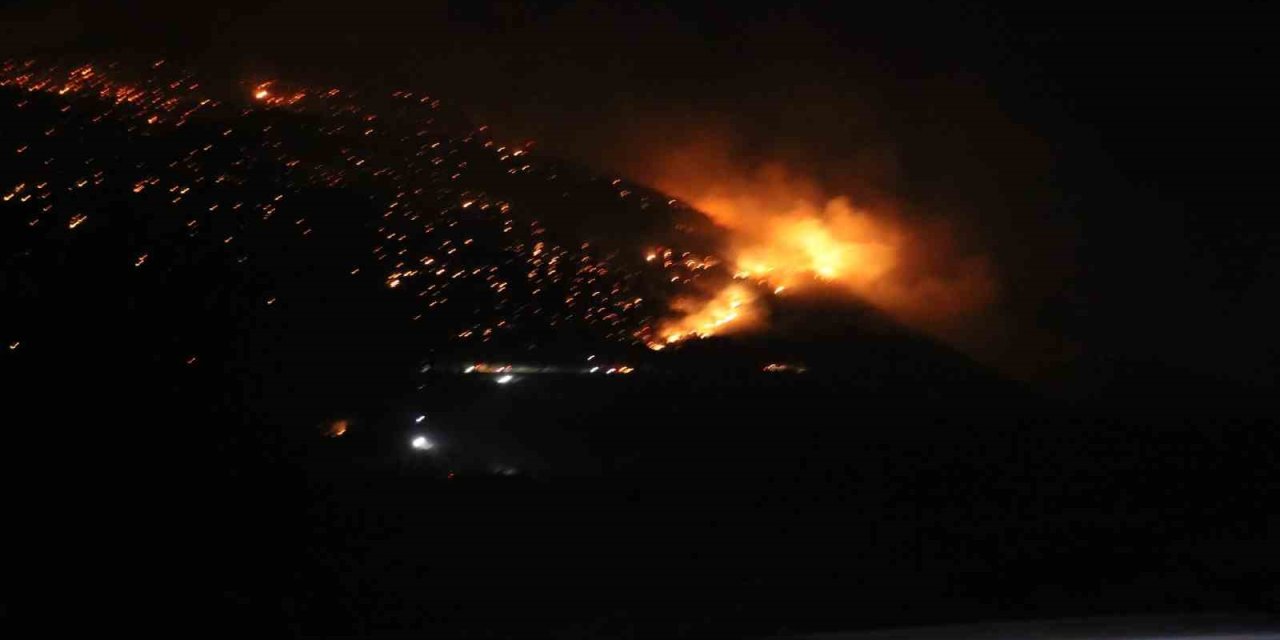 Denizli’de orman yangınına gece karadan müdahale sürüyor