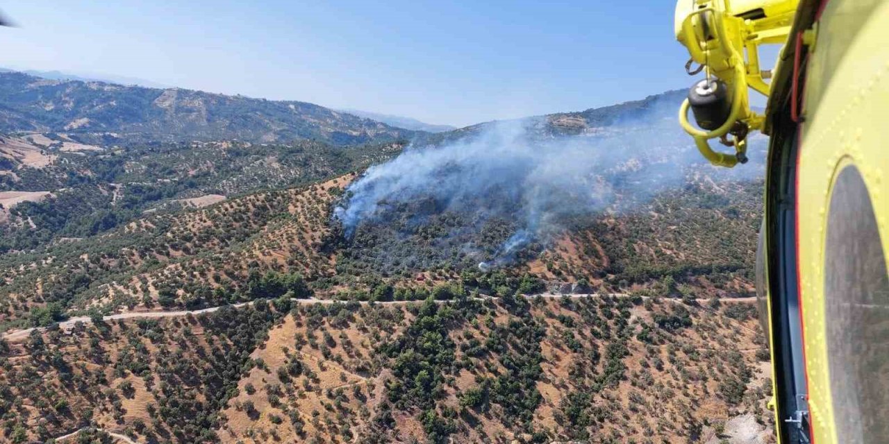 Aydın’daki zirai alan yangınına havadan ve karadan müdahale sürüyor