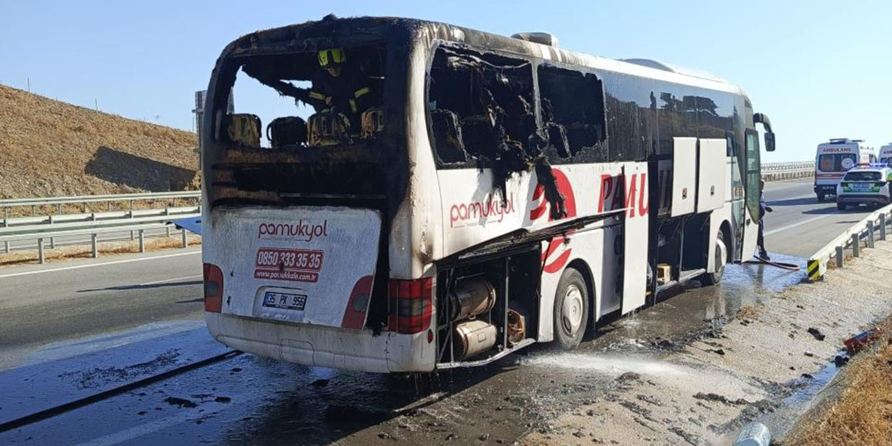 Aydın’da yolcu otobüsü alevlere teslim oldu
