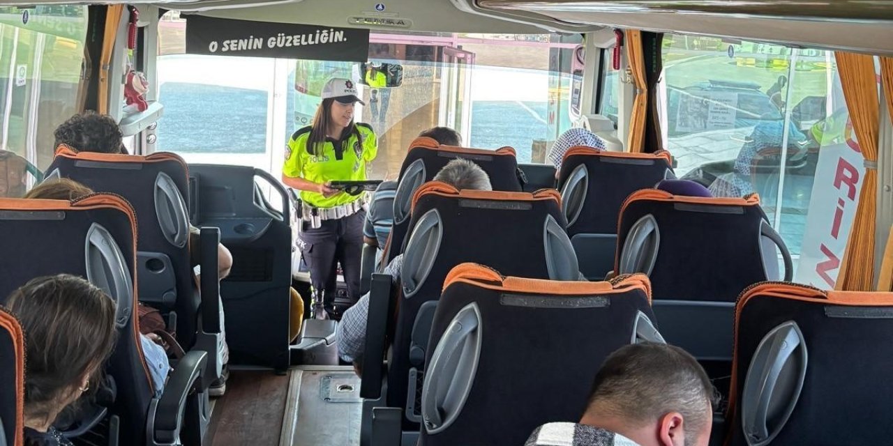 Manisa’da otobüslerde emniyet kemeri denetimi