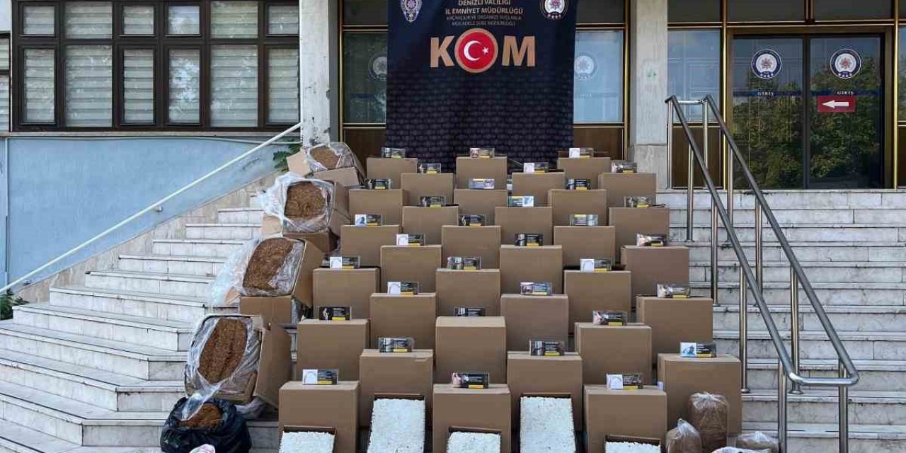 Denizli’de eş zamanlı operasyonlarda binlerce kaçak sigara yakalandı