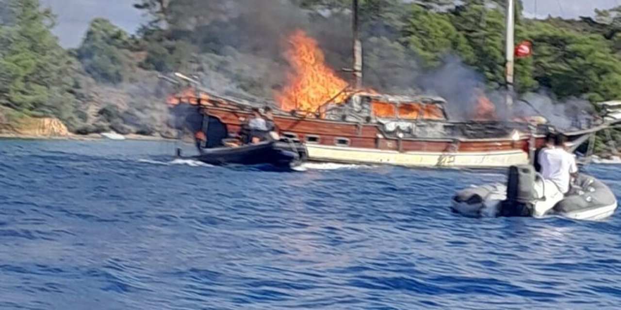 Göcek’te tekne yangını