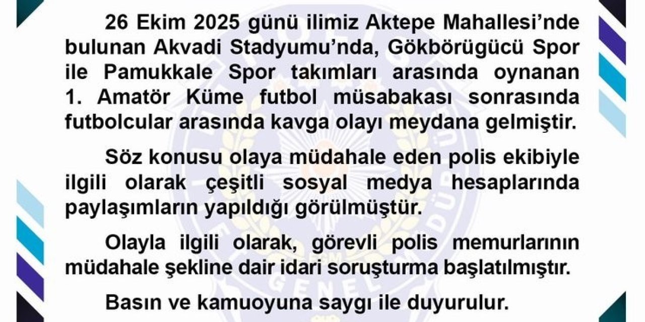 Amatör maçta polisin biber gazlı müdahalesiyle ilgili soruşturma başlatıldı