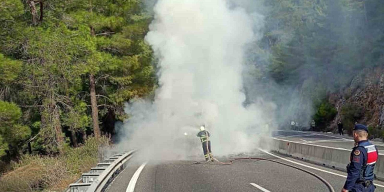 Sakar rampasında araç yangını