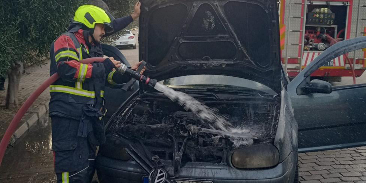 Otomobil seyir halindeyken alev aldı